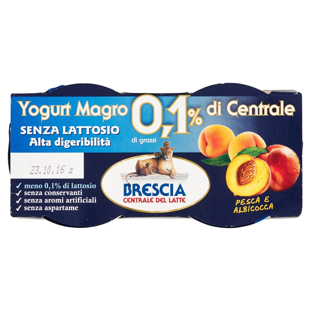 Yogurt Pesca 0.1% Grassi Senza Lattosio, 2x125 g